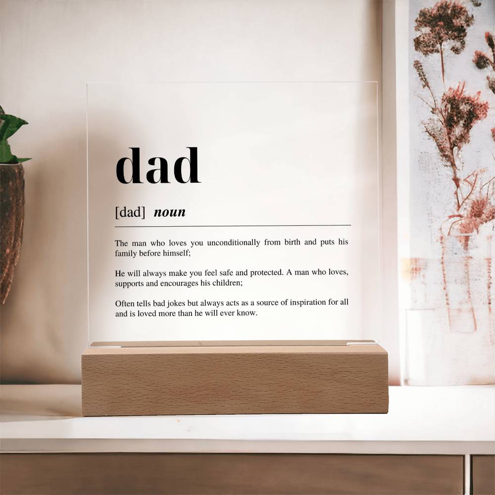 Fathers Day Gift From Wife - DAD DEFINITION MEANING - Acrylic Square Plaque