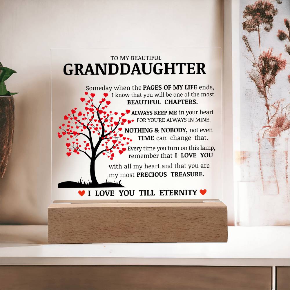 To My Beautiful Granddaughter - Pages Of My Life - Acrylic Square Plaque