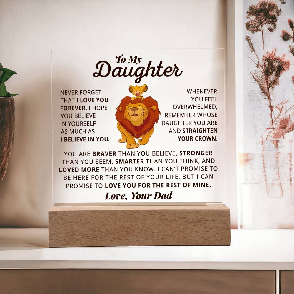 Daughter I Love You Forever - Acrylic Square Plaque