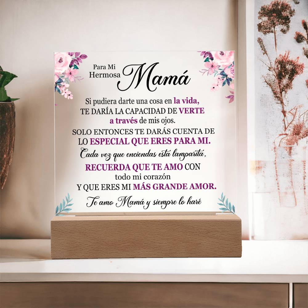 Lampara de Amor para Mamá - Te Amo con Todo mi Corazón - Acrylic Square Plaque