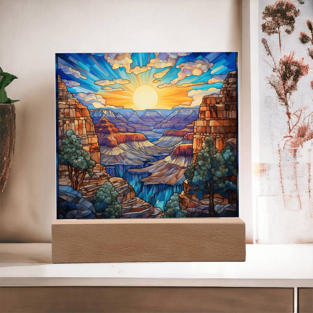 Grand Canyon Faux Stained Glass For Traveler Decoration Gift - Acrylic Square Plaque