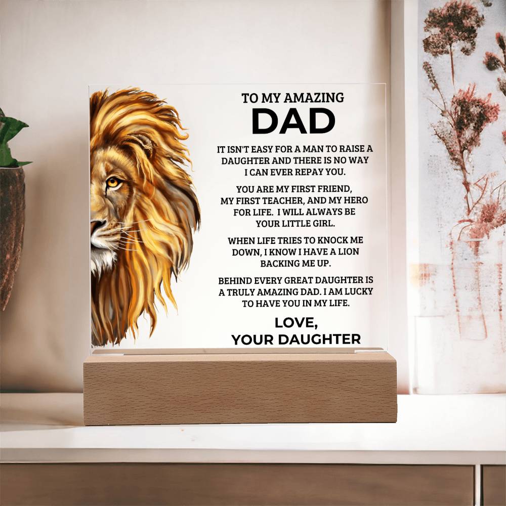 Gift for Dad from Daughter - My Hero For Life - Acrylic Square Plaque
