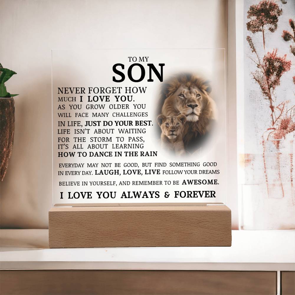 To My Son - Learning How To Dance In The Rain - Acrylic Square Plaque