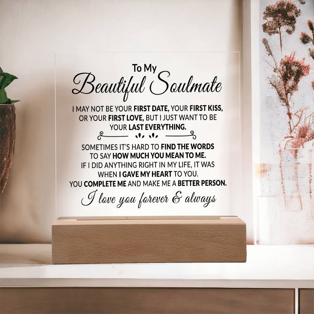 To My Soulmate - You Complete Me - Acrylic Square Plaque