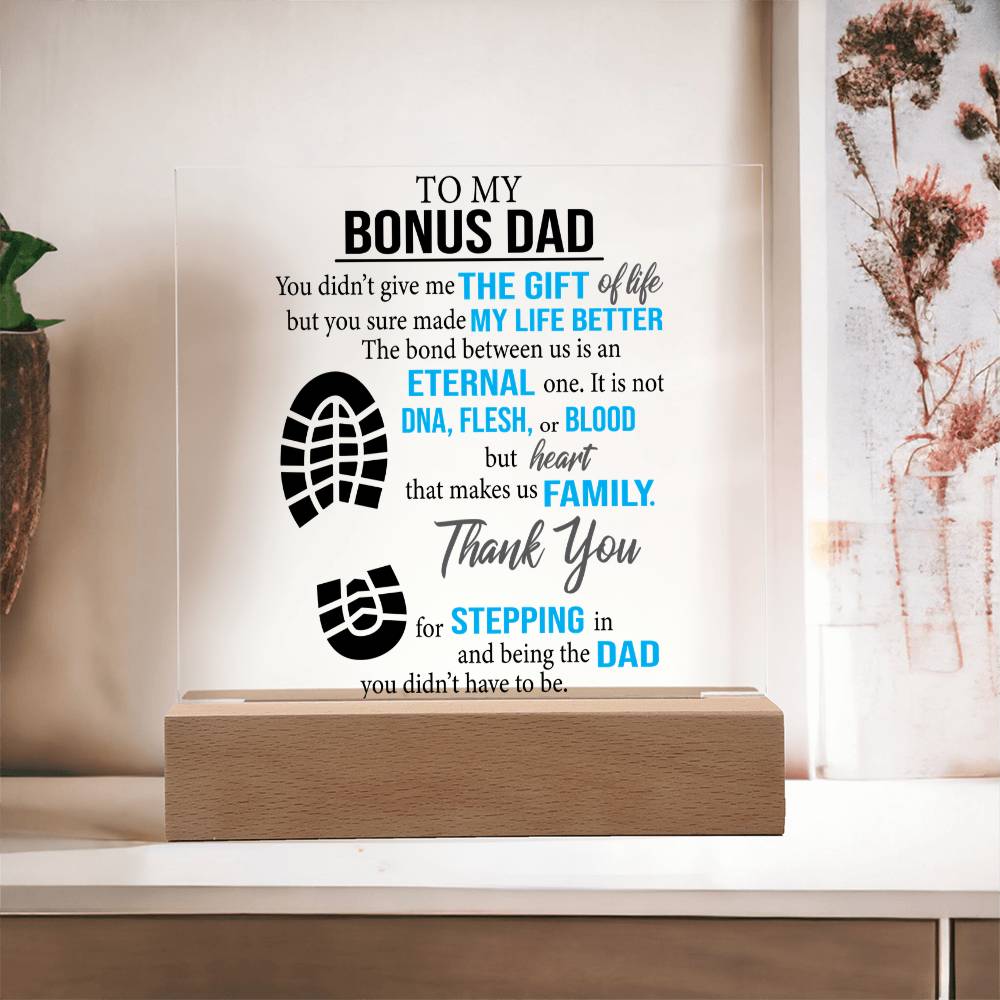 Father's Day Gift for Bonus Dad - Heart That Make Us Family - Acrylic Square Plaque