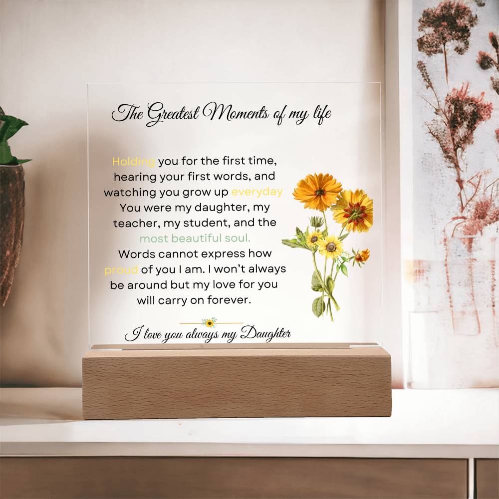 To My Daughter - Most Beautiful Soul - Acrylic Square Plaque