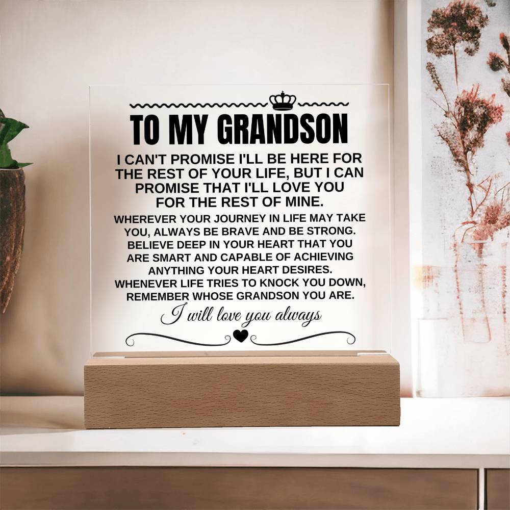 To My Grandson - Remember Whose Grandson You Are - Acrylic Square  Plaque