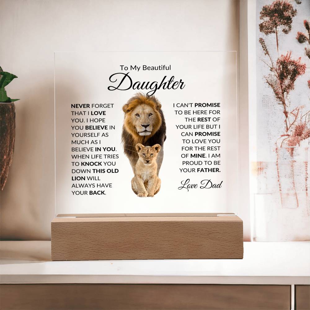 To My Beautiful Daughter - This Old Lion Always Have Your Back - Acrylic Square Plaque