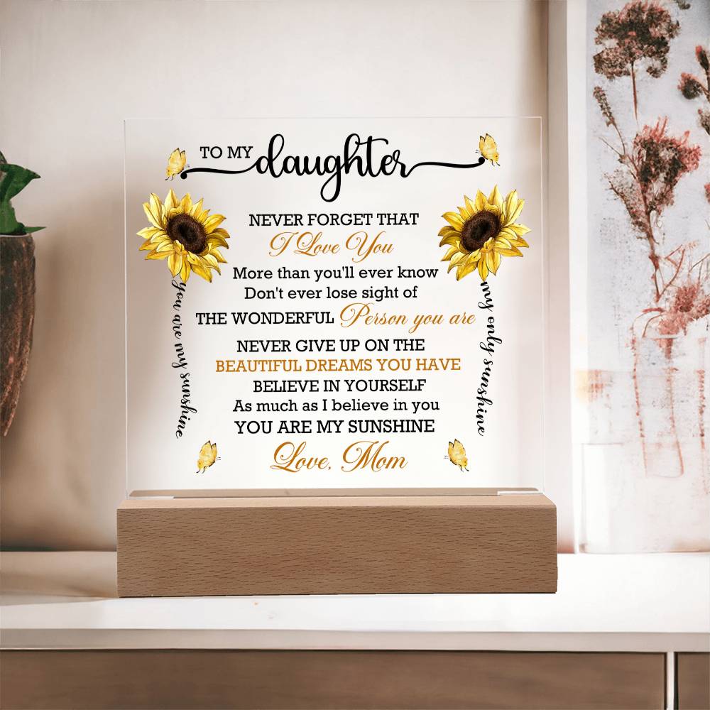 HeartWork - Daughter You Are My Sunshine - Acrylic Square Plaque
