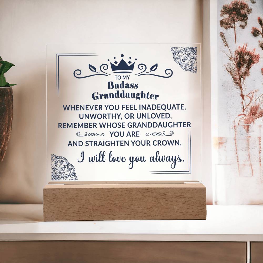 Keepsake for Granddaughter Plaque - Remember Whose You Are - Acrylic Square Plaque