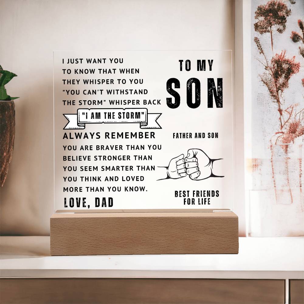 To My Son - I Am The Storm - Acrylic Square Plaque