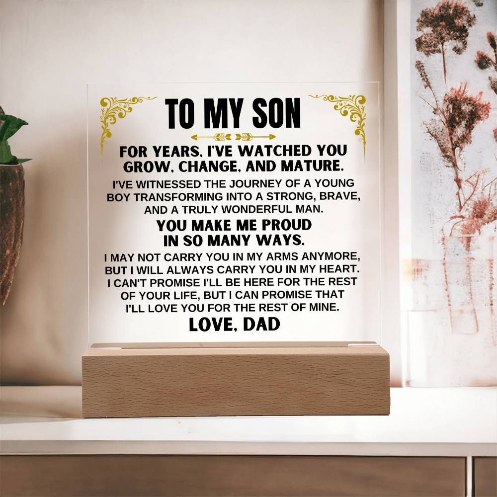 Unique Gift for Son from Dad - You Make Me Proud - Acrylic Square Plaque