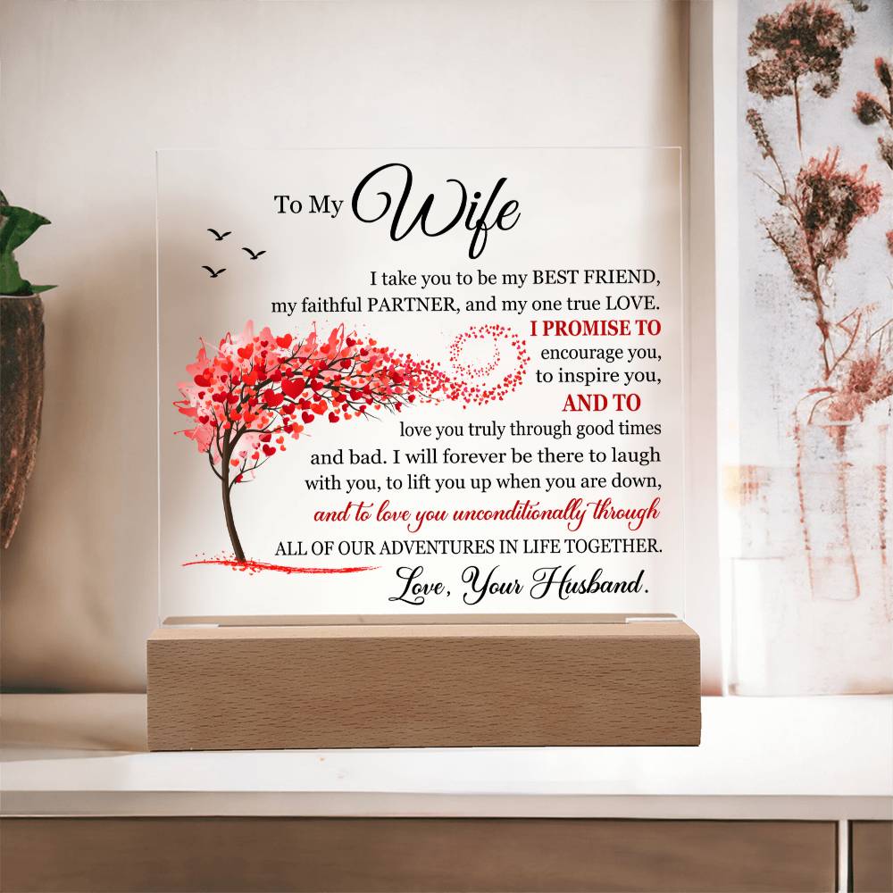 Gift for Wife from Husband - I Take You To Be My Best Friend - Acrylic Square Plaque