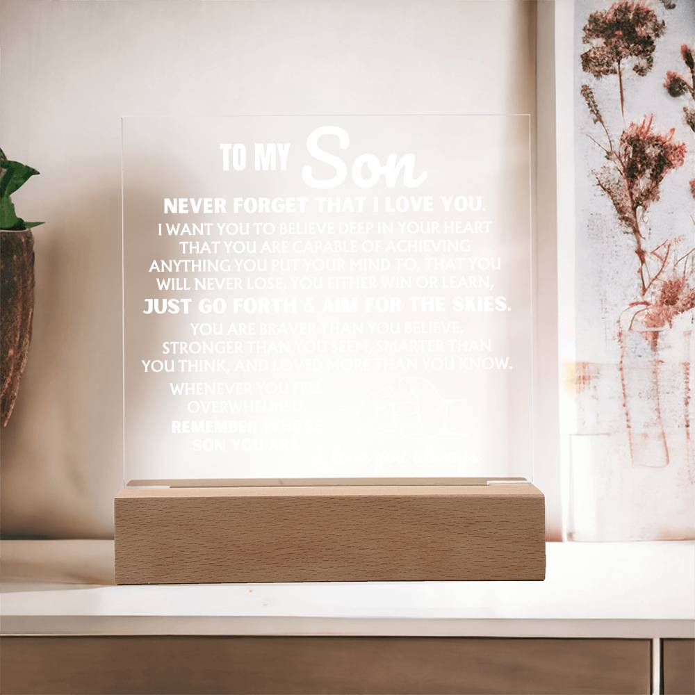 To My Son - You Are Capable Of Achieving Anything - Acrylic Square Plaque