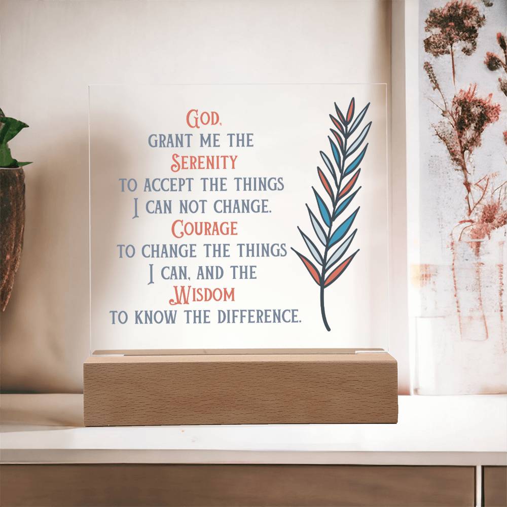 Gift for Friend - In Recovery Serenity Prayer - Acrylic Square Plaque