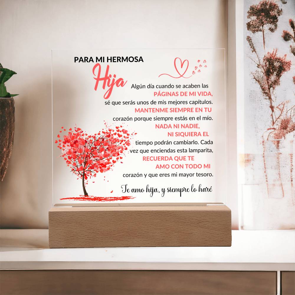 Lámpara con Mensaje de Amor para Hija - Acrylic Square Plaque