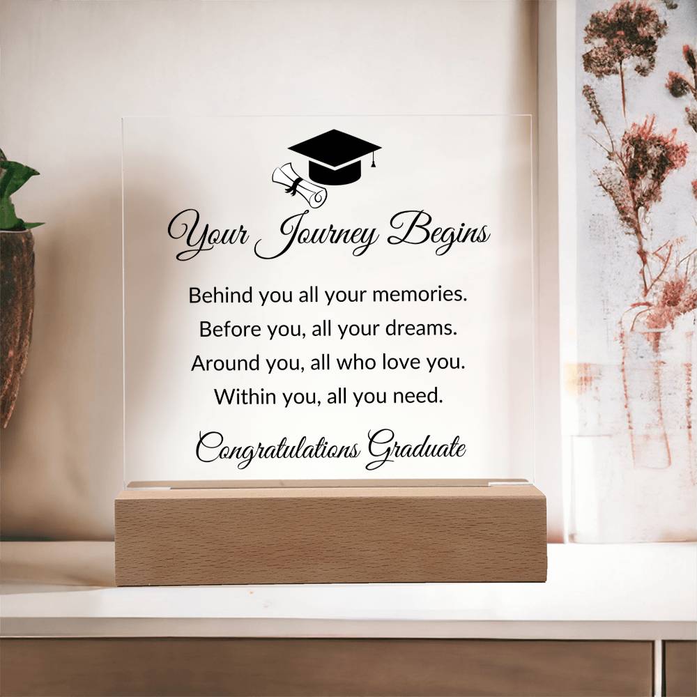 Your Journey Begins - Square Acrylic Plaque