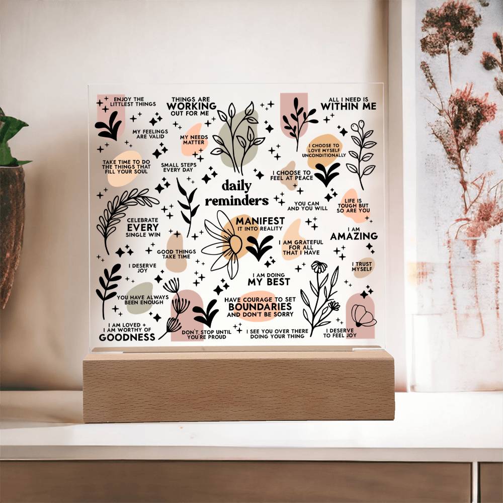 Daily Affirmation, Motivation, Mental Health - Acrylic Square Plaque
