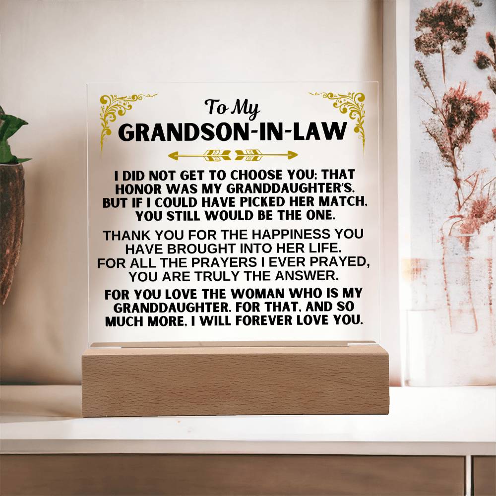 To My Grandson-in-Law - You Are Truly Annswer - Acrylic Square Plaque