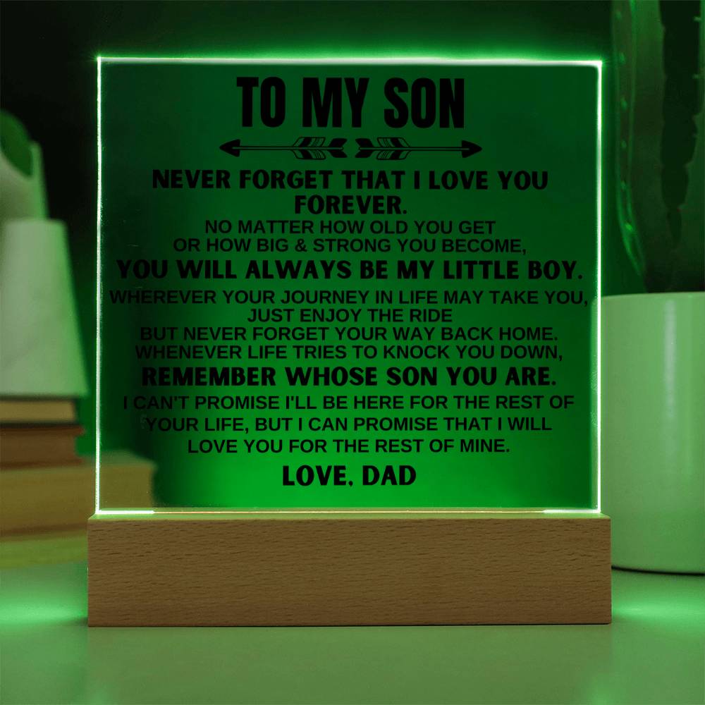 To My Son - Always Be My Little Boy - Acrylic Square Plaque