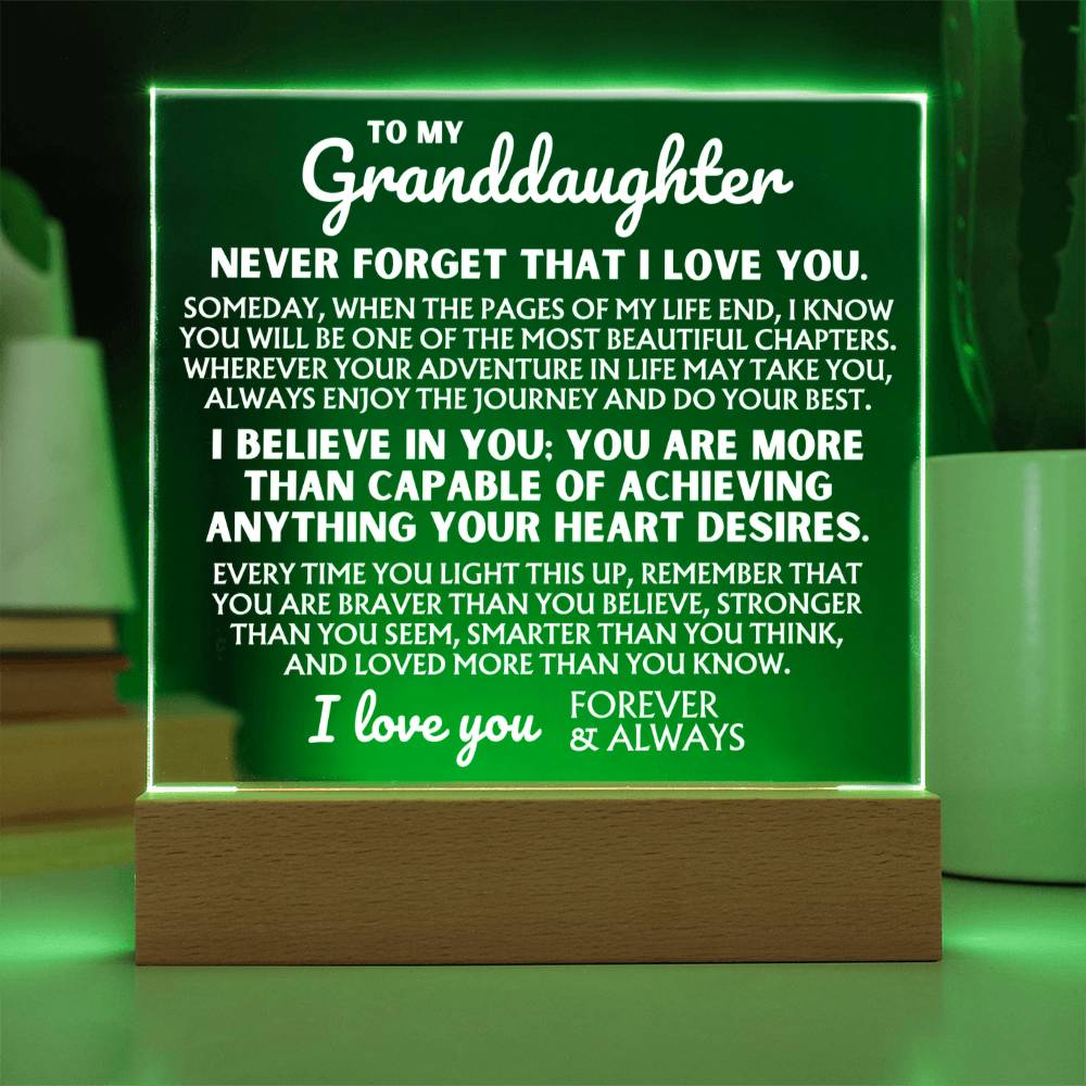 To My Granddaughter - I Believe In You - Acrylic Square Plaque