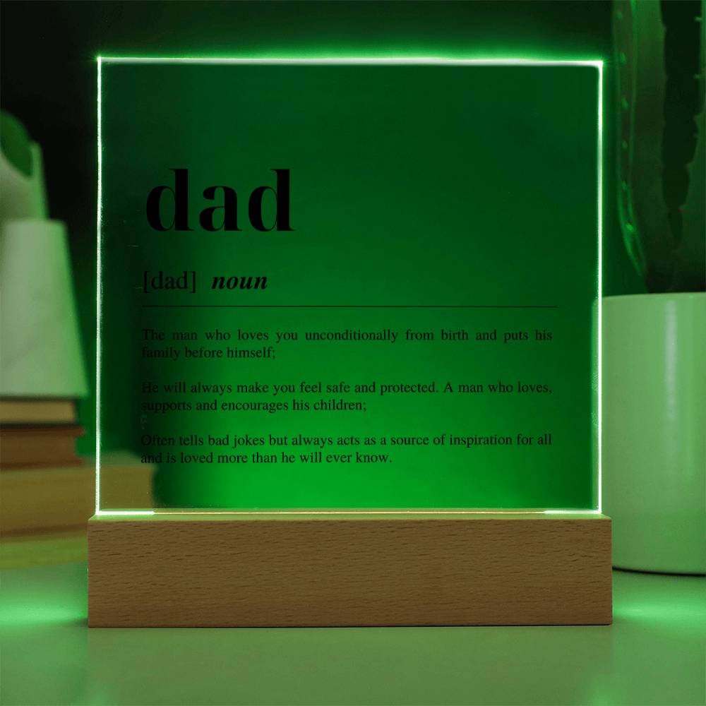 Fathers Day Gift From Wife - DAD DEFINITION MEANING - Acrylic Square Plaque