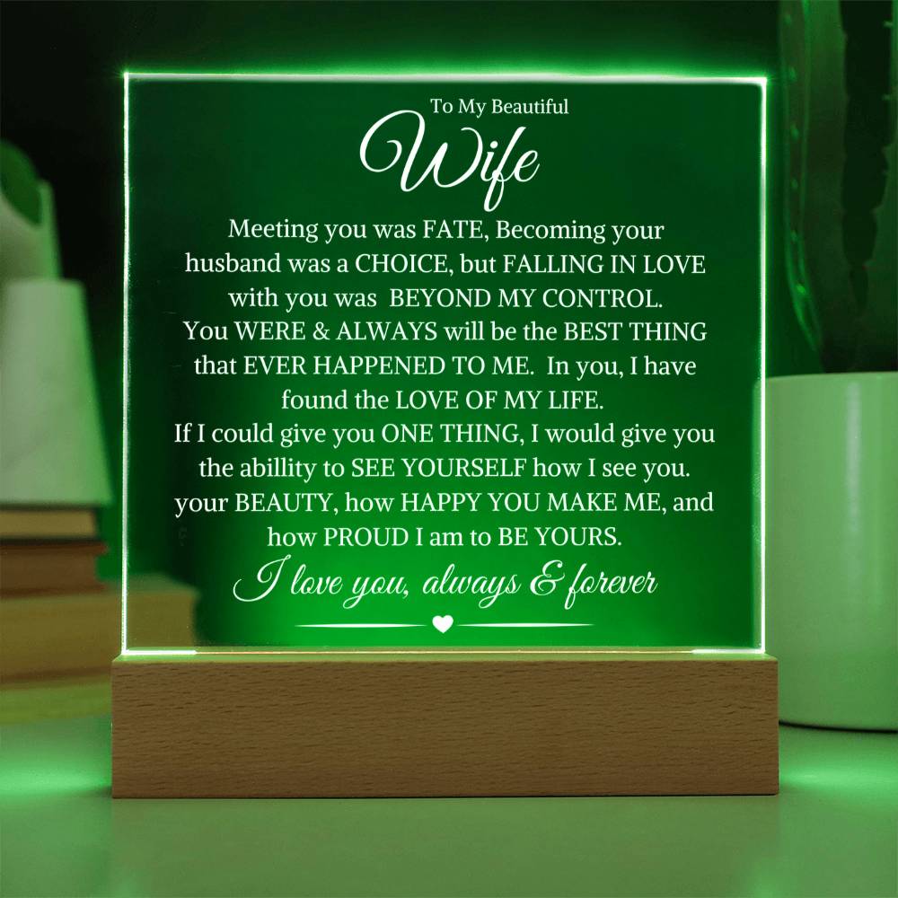 Wife - Beyond My Control - Acrylic Square Plaque