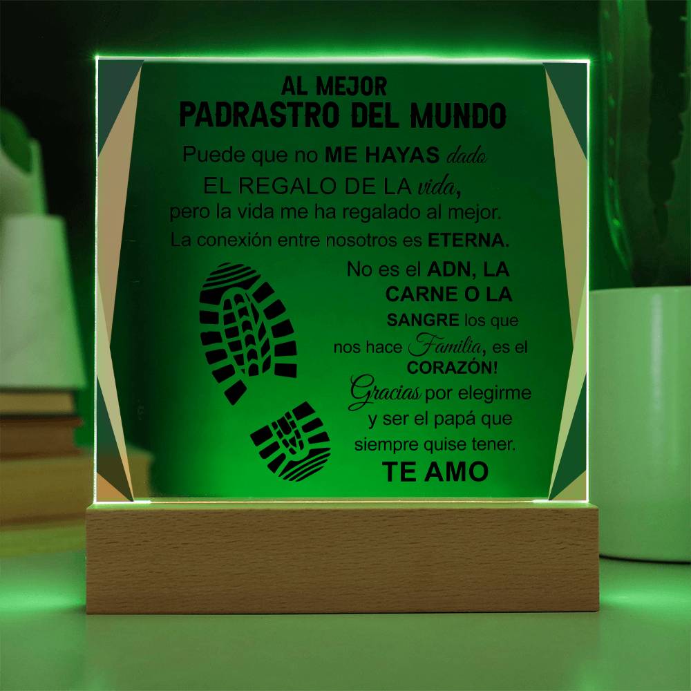 Placa Acrilica Cuadrada - Al Mejor Padrastro del Mundo - Acrylic Square Plaque