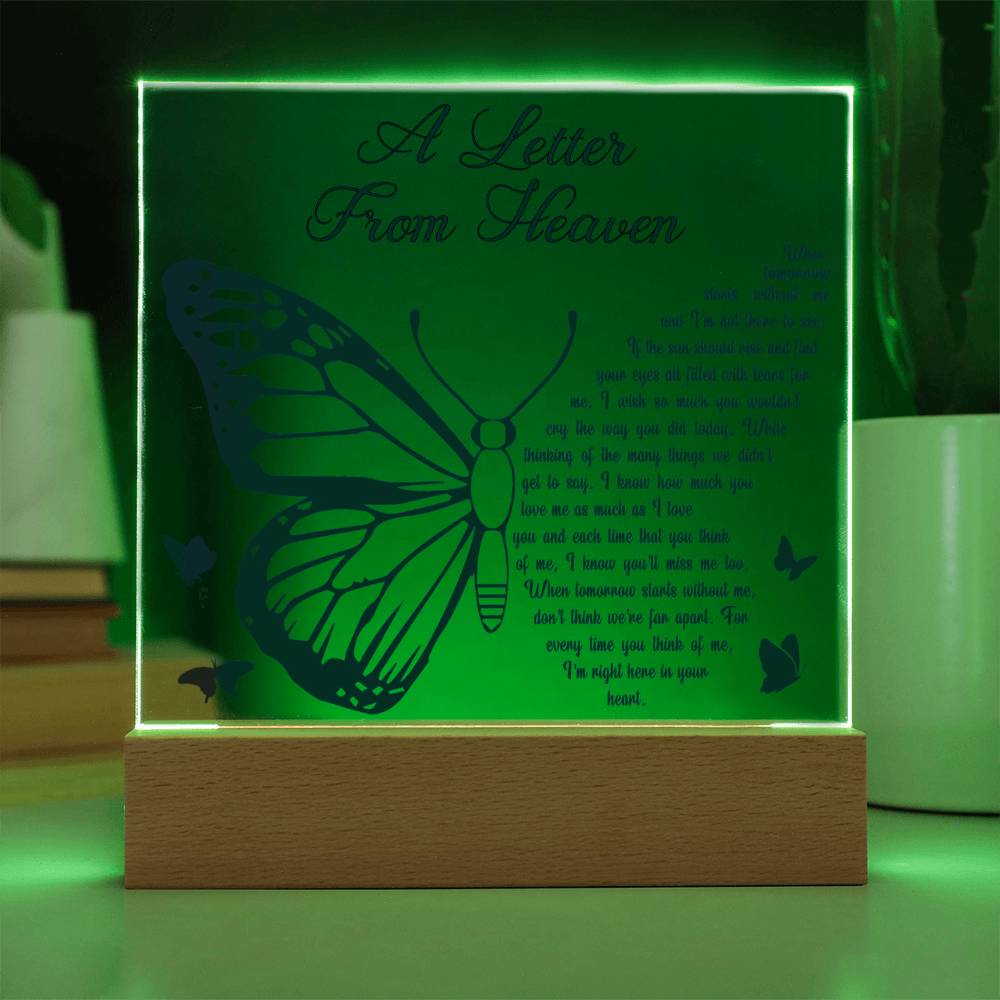A Letter From Heaven Memorial Gift- Acrylic Square Plaque