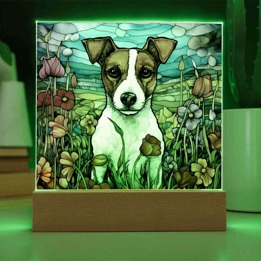 Jack Russell Faux Stained Glass Acrylic Plaque Gift for Dog Person Decoration Gift - Acrylic Square Plaque