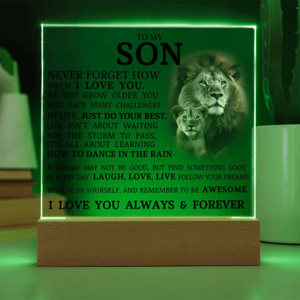 To My Son - Learning How To Dance In The Rain - Acrylic Square Plaque