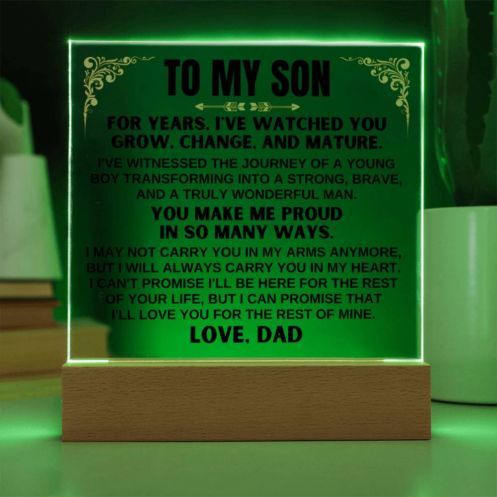 Unique Gift for Son from Dad - You Make Me Proud - Acrylic Square Plaque