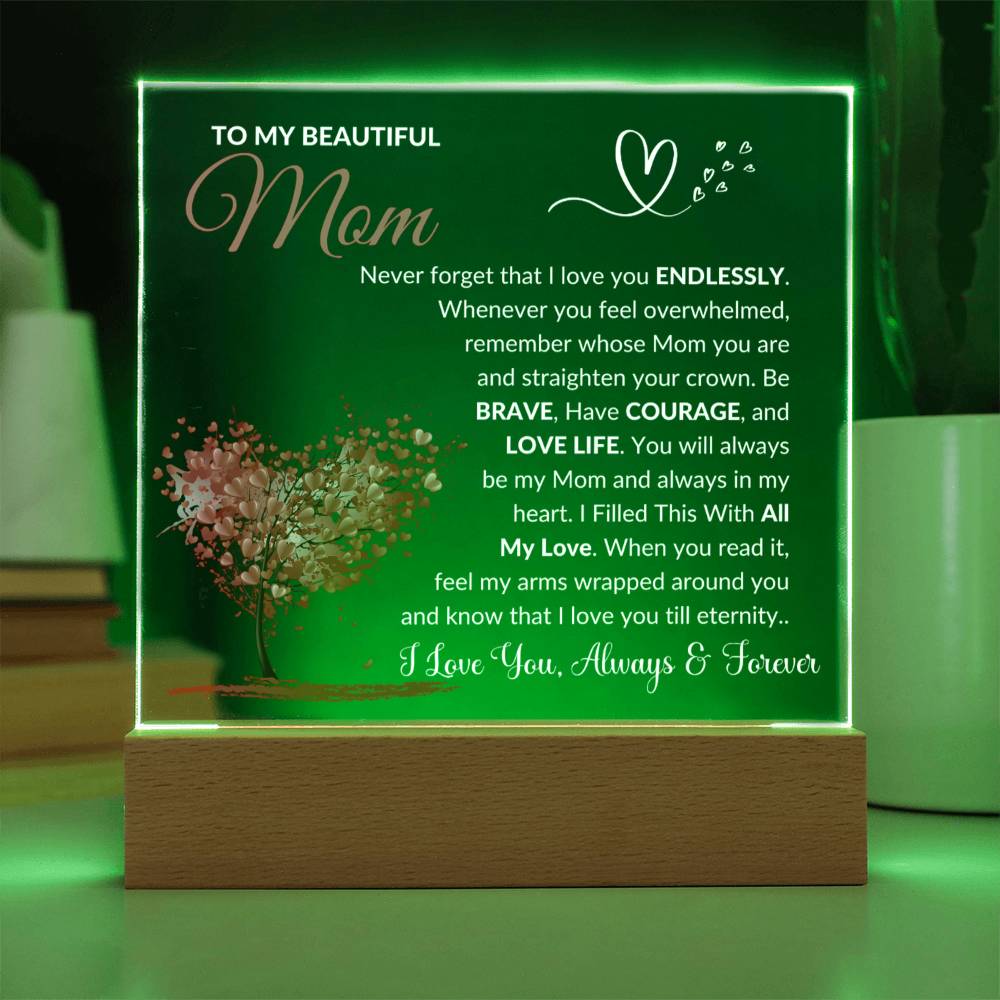 To My Mom - Always In My Heart  - Acrylic Square Plaque