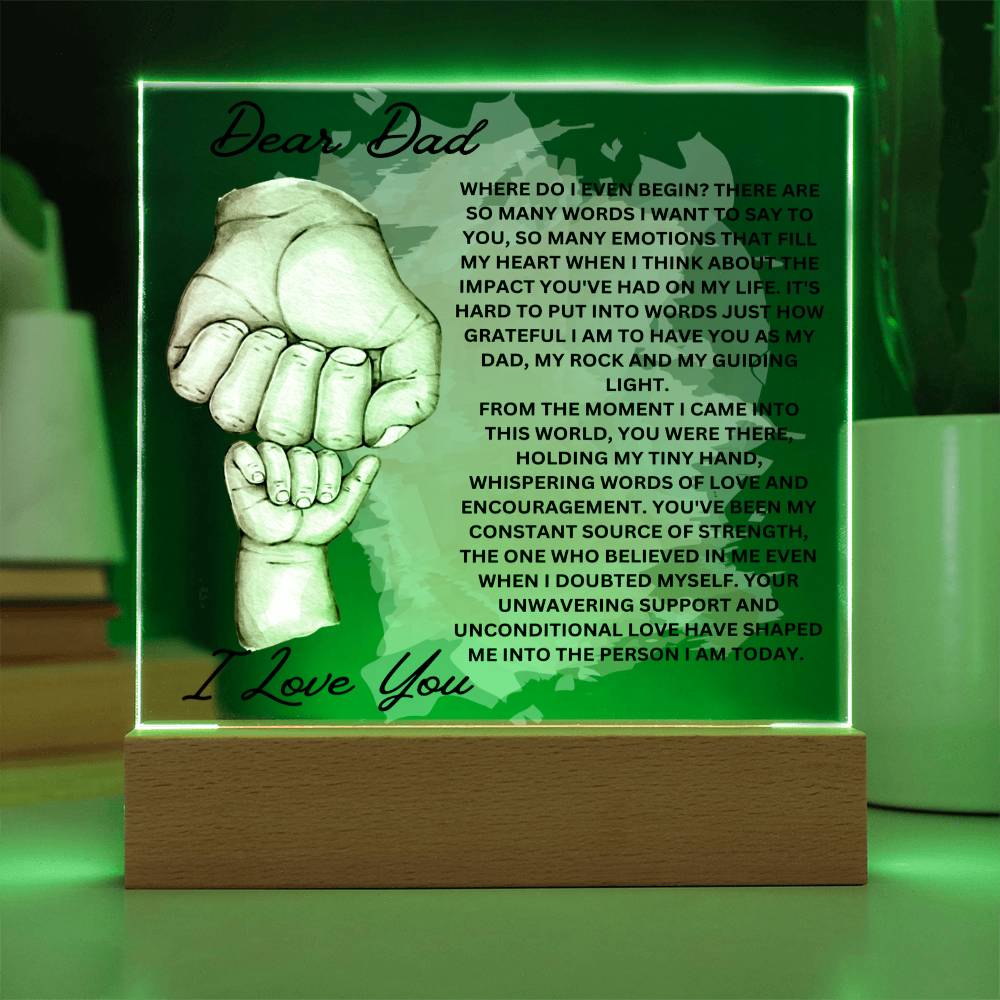 Dear Dad - My Dad, My Rock and My Guiding Light - Acrylic Square Plaque