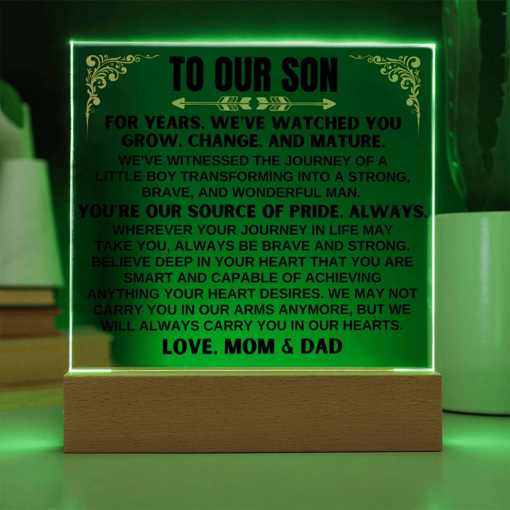 Unique Gift for Son from Mom & Dad - Wonderful Man - Acrylic Square Plaque