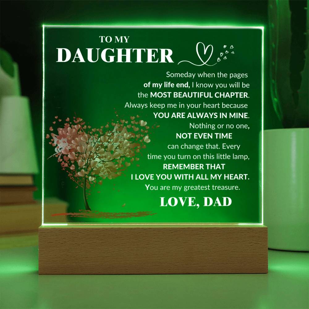 Daughter -Most Beautiful Chapter- LED Acrylic Plaque From Dad_ Acrylic Square Plaque