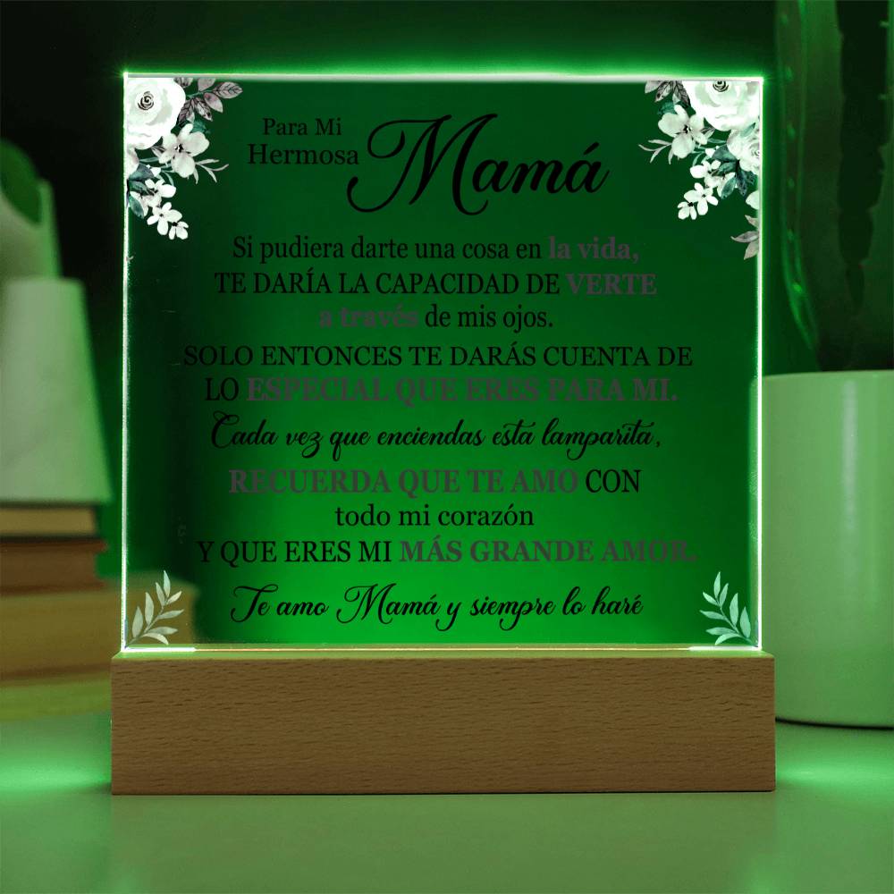 Lampara de Amor para Mamá - Te Amo con Todo mi Corazón - Acrylic Square Plaque
