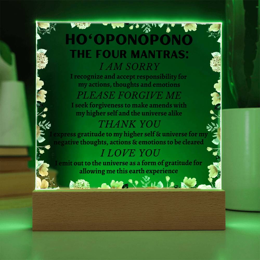 Ho'oponopono Floral - Please Forgive Me - Acrylic Square Plaque