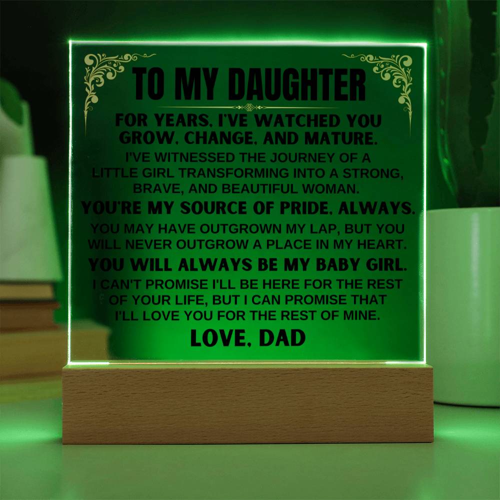 Unique Gift for Daughter from Dad - You're My Source Of Pride - Acrylic Square Plaque
