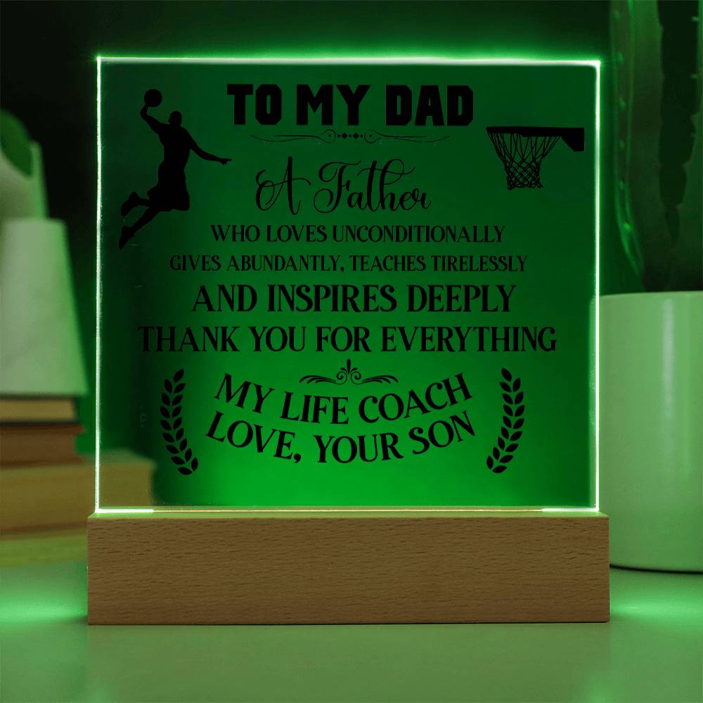 Gift For Dad - Basketball Dad - Acrylic Square Plaque