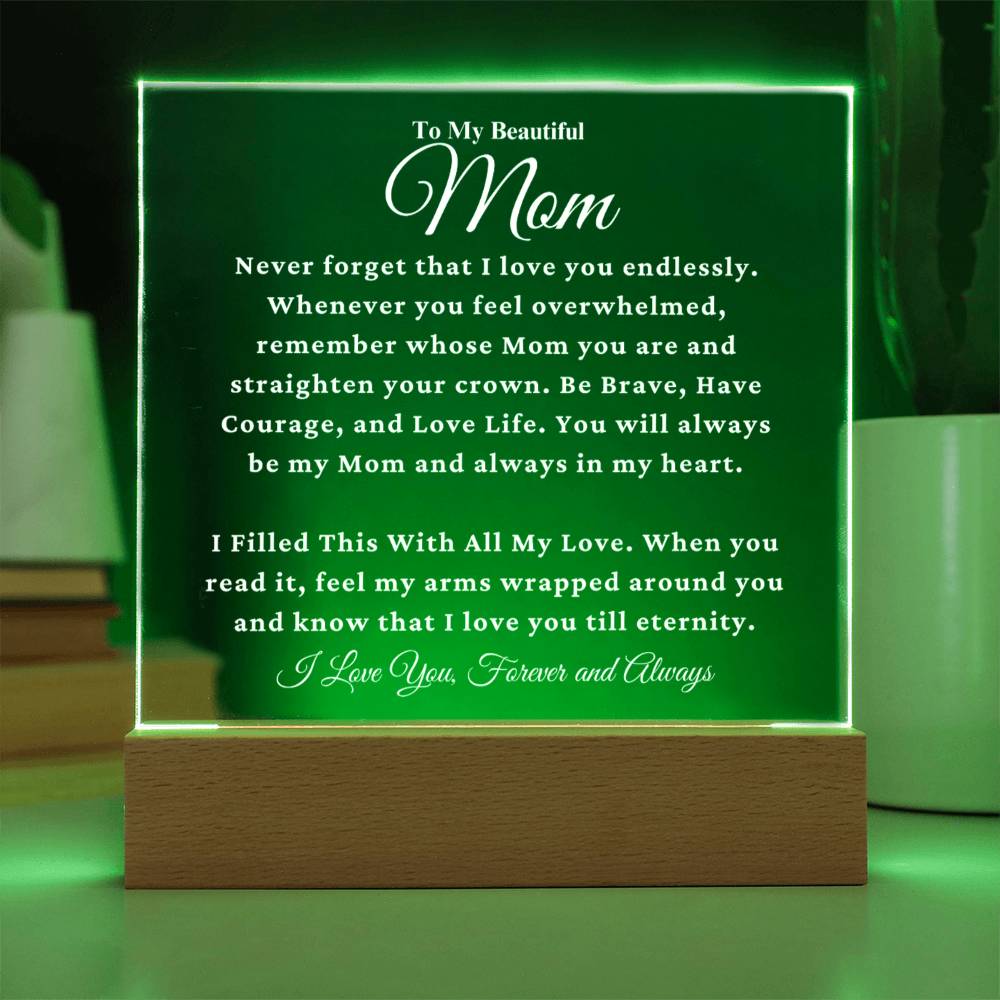 To Mom - Never Forget - Acrylic Square Plaque