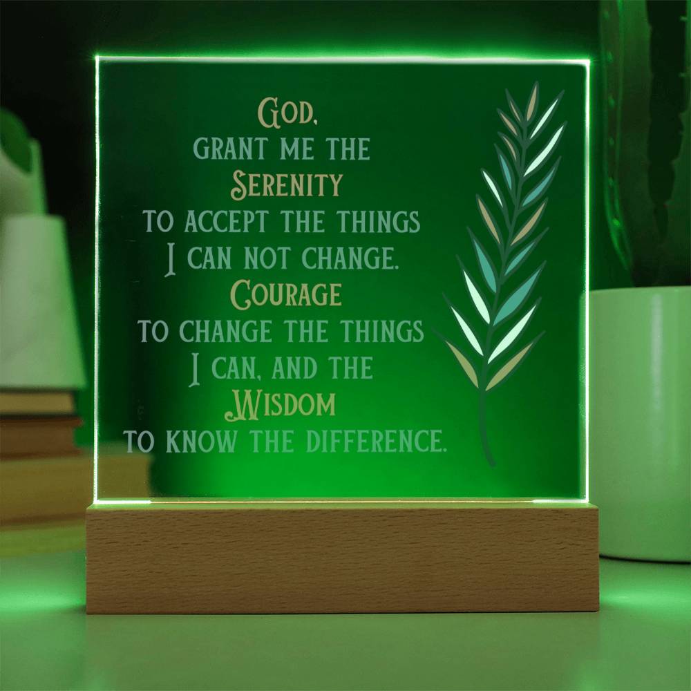 Gift for Friend - In Recovery Serenity Prayer - Acrylic Square Plaque