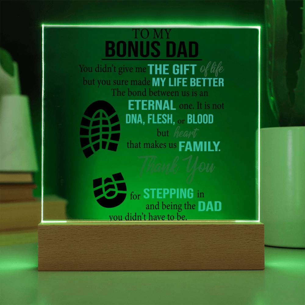 Father's Day Gift for Bonus Dad - Heart That Make Us Family - Acrylic Square Plaque