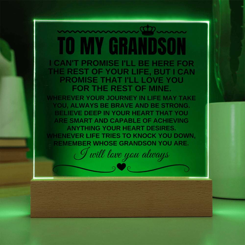 To My Grandson - Remember Whose Grandson You Are - Acrylic Square  Plaque