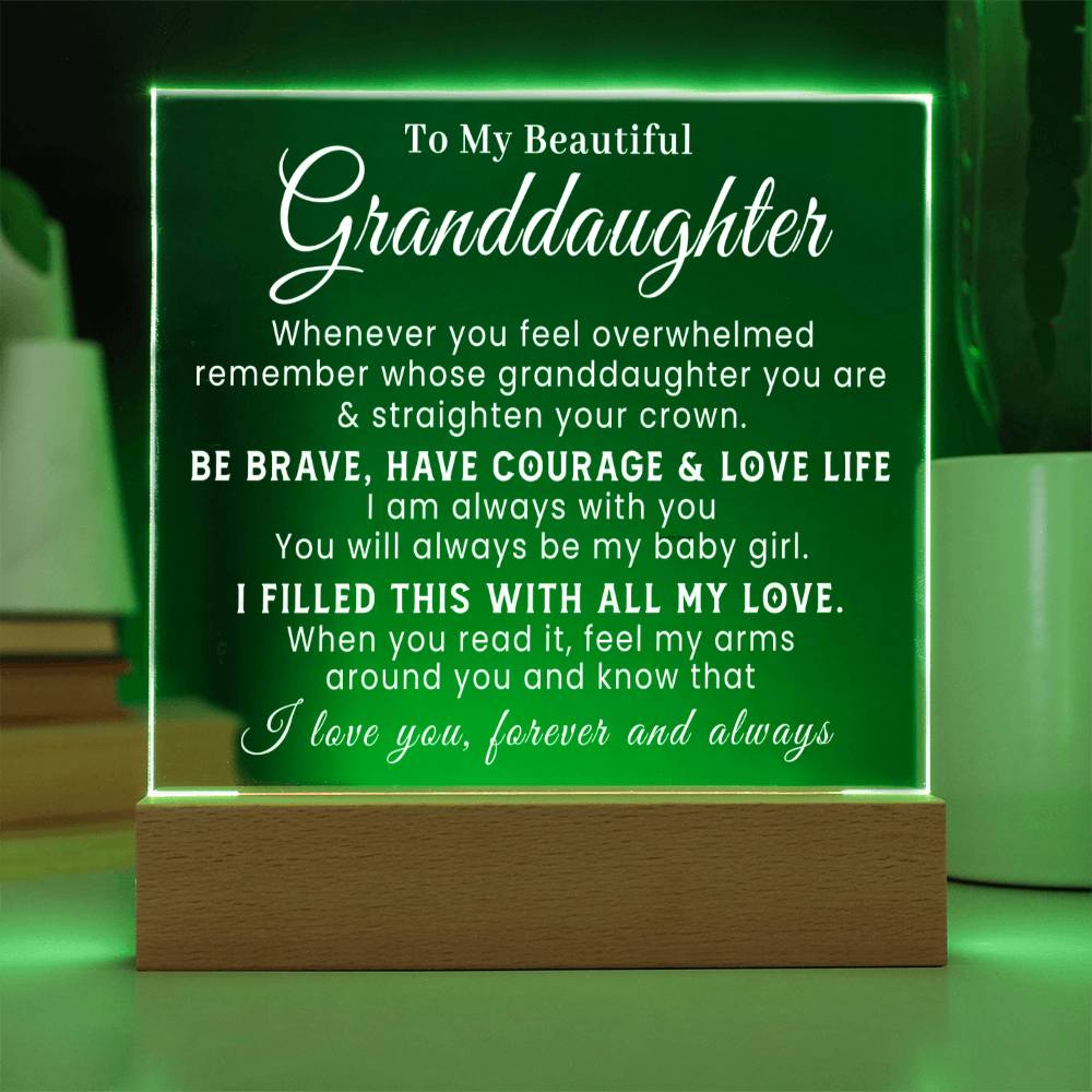 To My Beautiful Granddaughter - All My Love - Acrylic Square Plaque