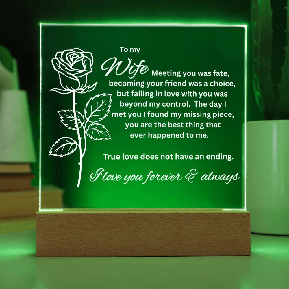 To My Wife - Meeting You Was Fate - Acrylic Square Plaque