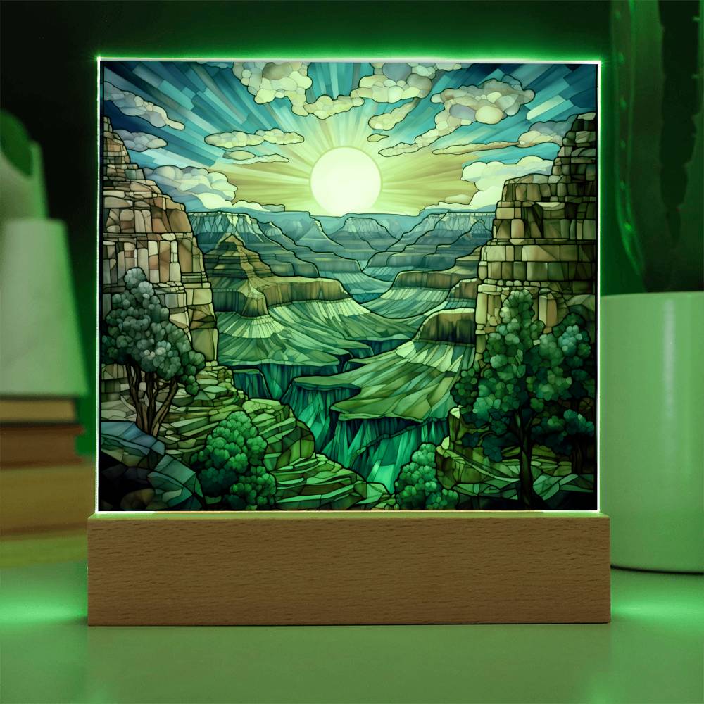 Grand Canyon Faux Stained Glass For Traveler Decoration Gift - Acrylic Square Plaque