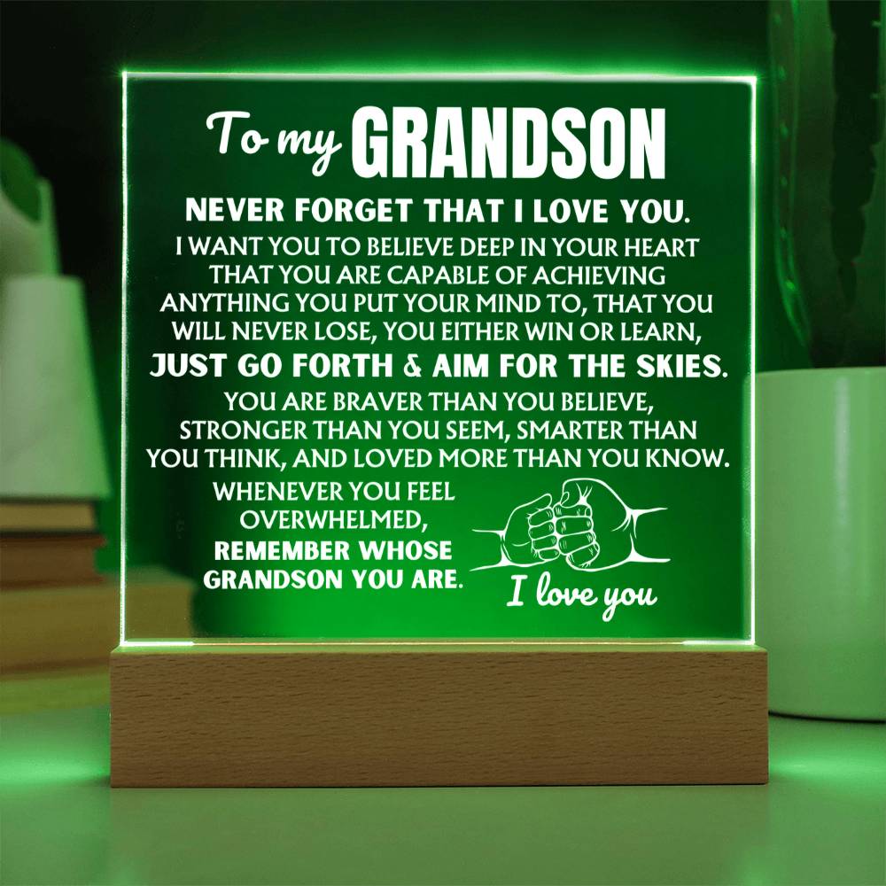 To My Grandson - Remember Whose Grandson You Are - Acrylic Square Plaque