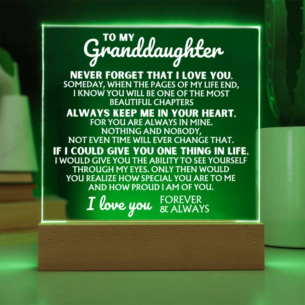 To My Granddaughter - The Most Beautiful Chapters - Acrylic Square Plaque Lamp