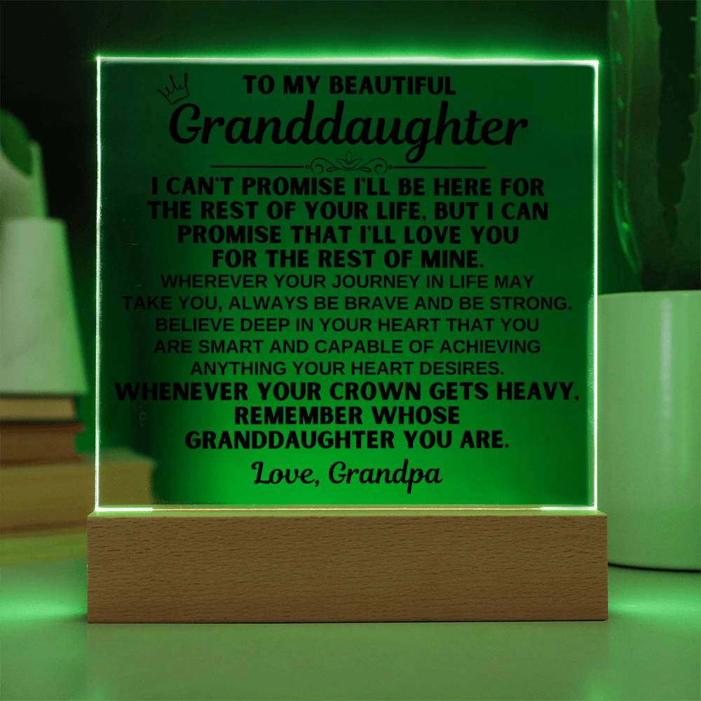 To My Granddaughter - Believe Deep In Your Heart -  Acrylic Square Plaque